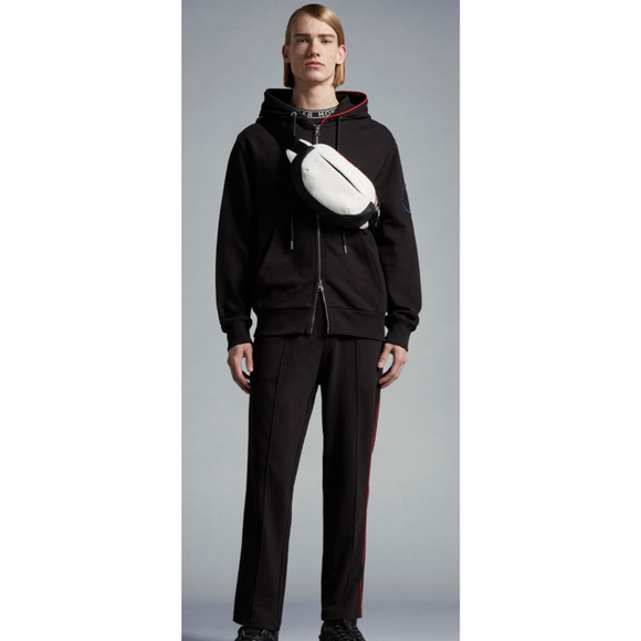 NWT Men's Moncler Black Red Stripe Track Pants M - Picture 2 of 7
